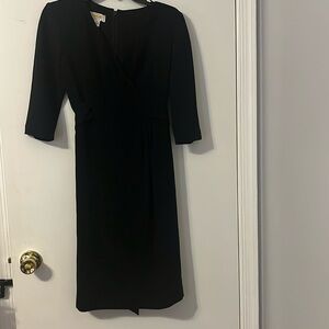 Talbots Vintage Women's Size 4 Petite Black V Neck A Line Wrap Dress Office